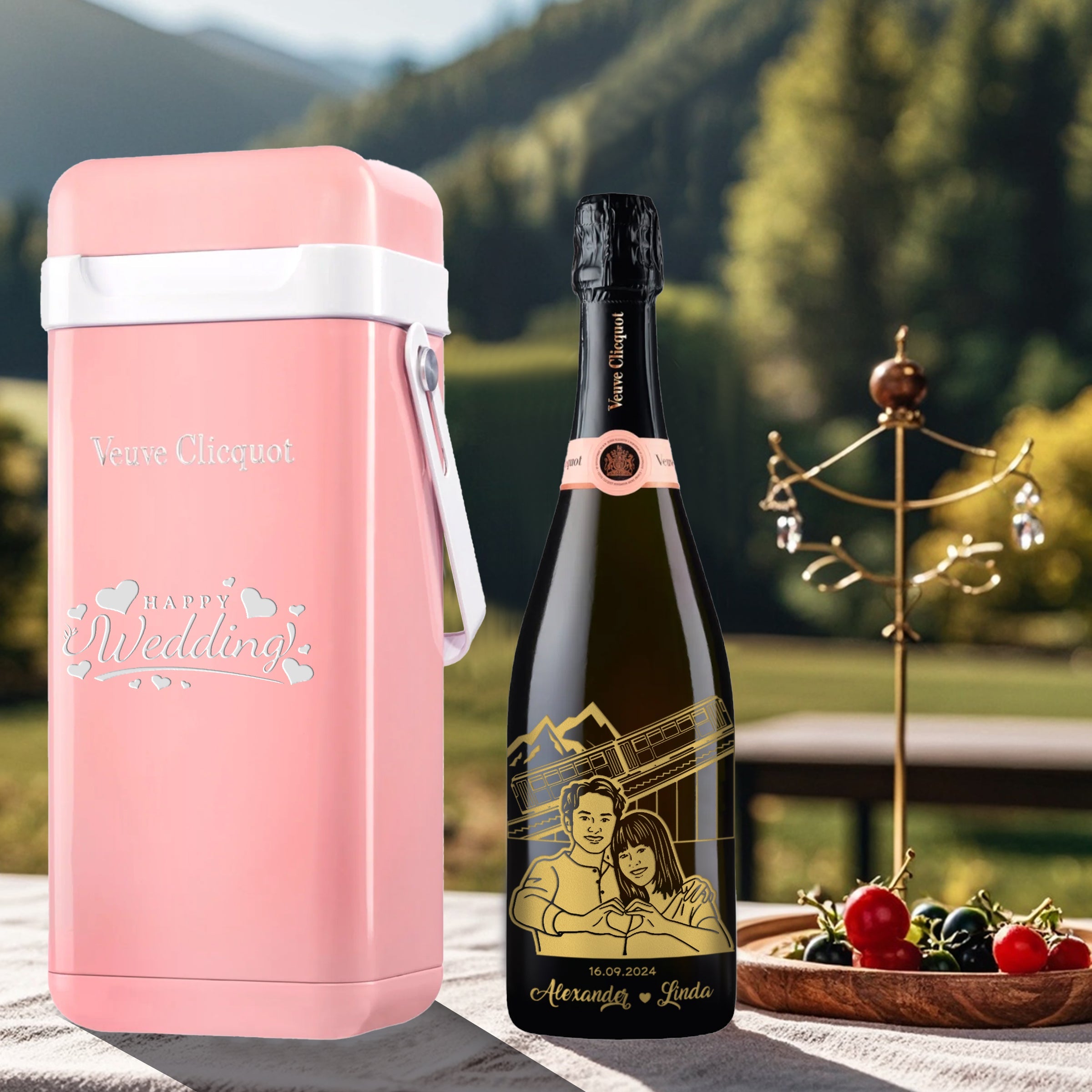 Veuve Clicquot Brut Rosé with Engraving | Original Gift Box with Portrait Engraving