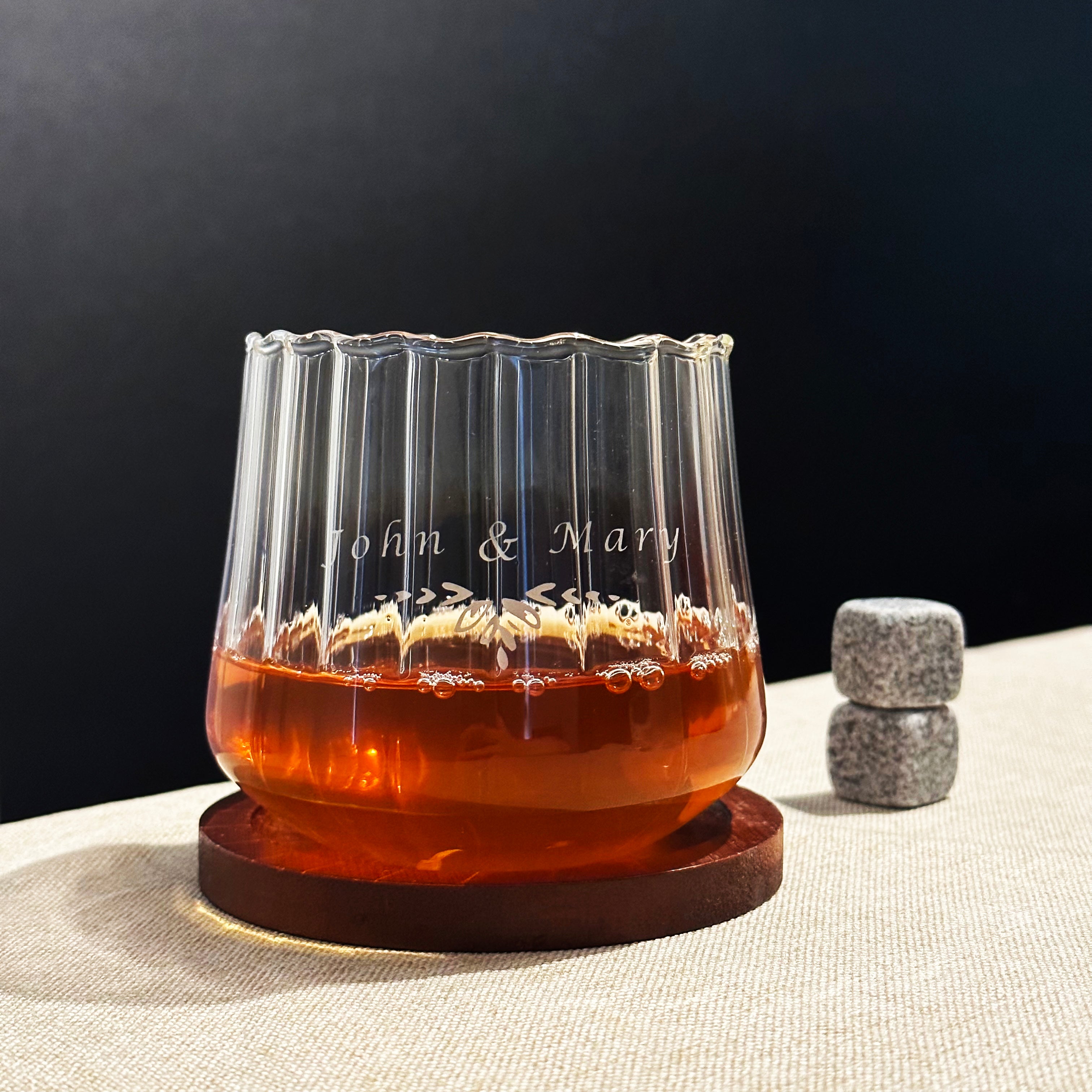 Customized text, whiskey glass, name engraving, striped flower cup, wine glass, drink cup, birthday gift gift box, surprise creative pairing of glasses Whiskey Glass-DY01-370