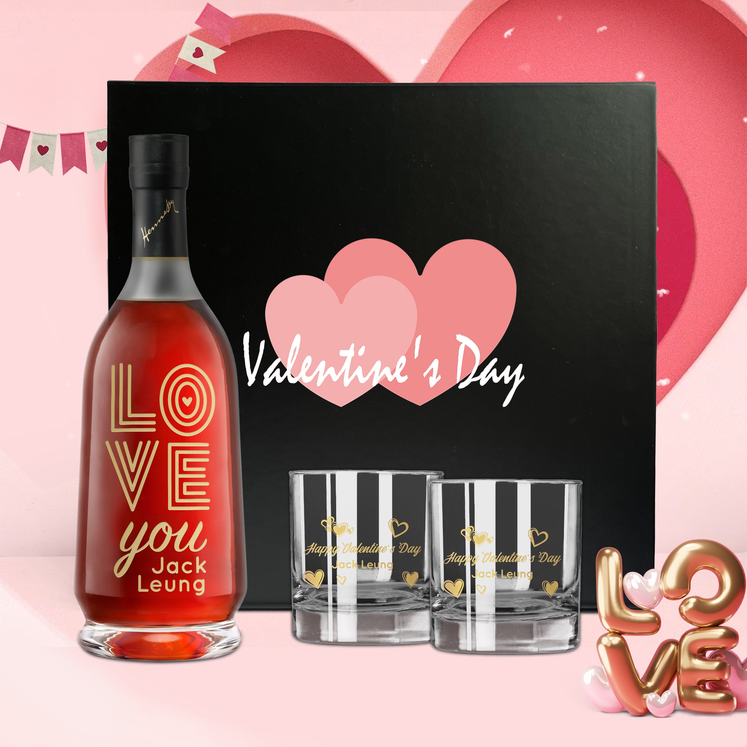 【Romantic Valentine's day】Engraved Hennessy V.S.O.P Valentine's Day gift for boyfriend (customized gift)