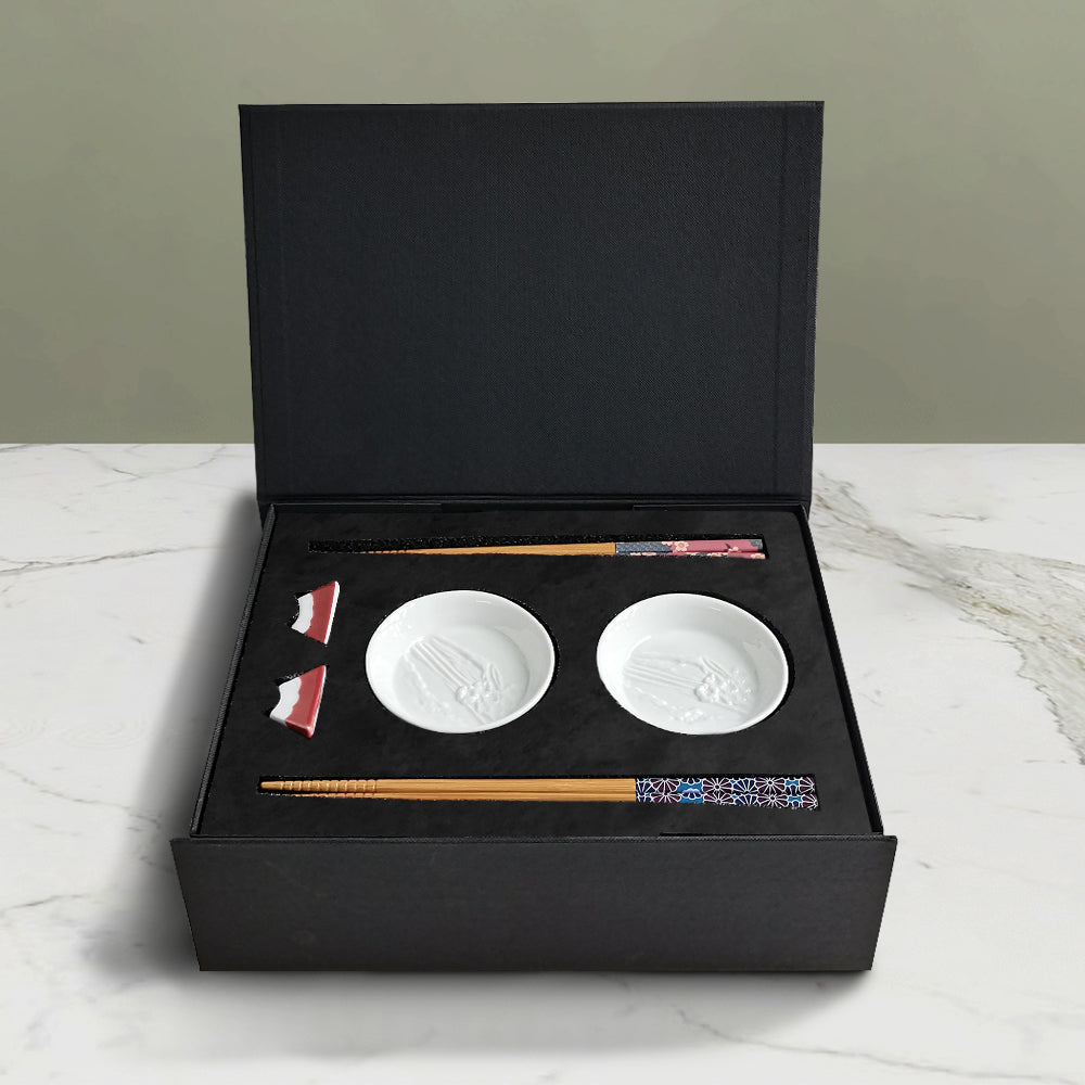 Japanese Mount Fuji themed gift box丨Customized gift home kitchen gift chopsticks chopstick holder soy sauce dish set