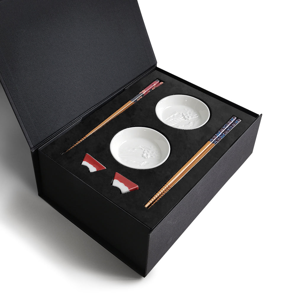 Japanese Mount Fuji themed gift box丨Customized gift home kitchen gift chopsticks chopstick holder soy sauce dish set