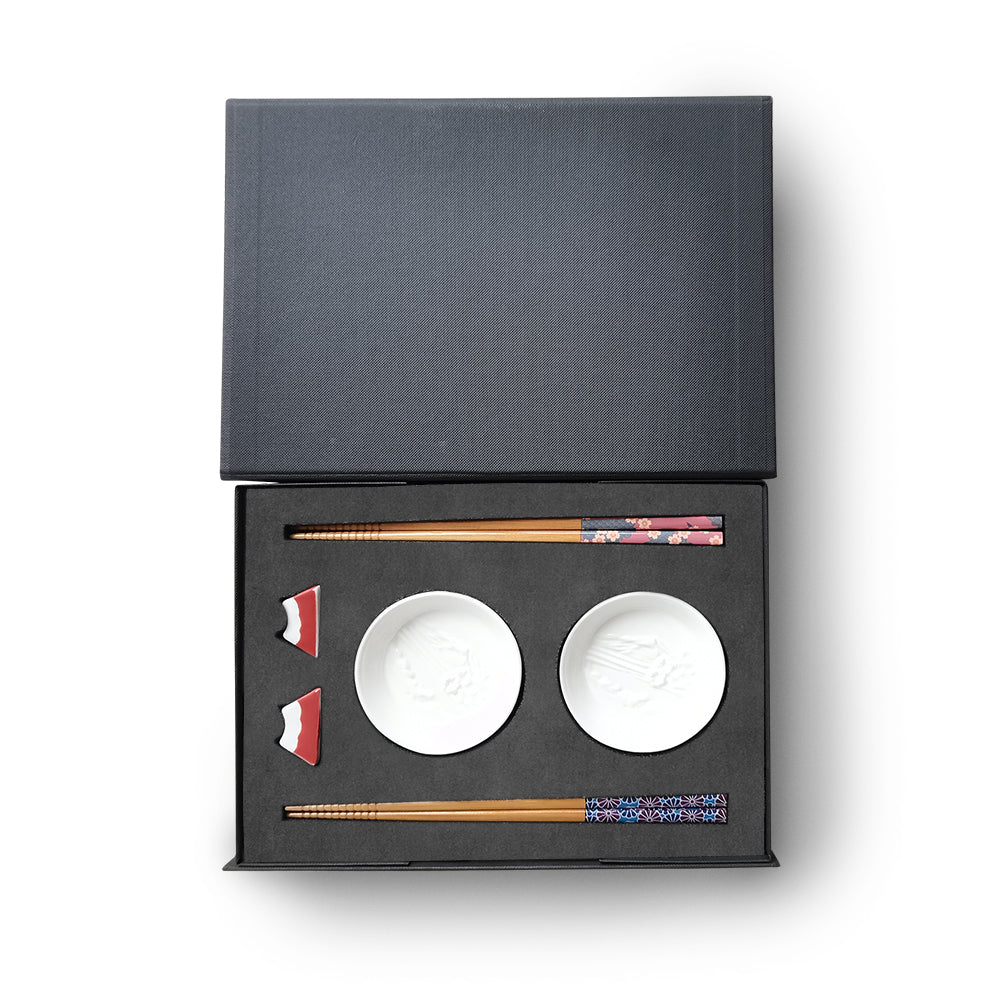 Japanese Mount Fuji themed gift box丨Customized gift home kitchen gift chopsticks chopstick holder soy sauce dish set